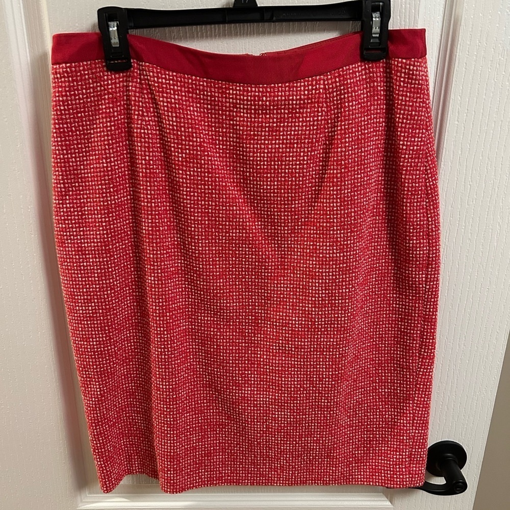 Boden Red Textured Pencil Skirt